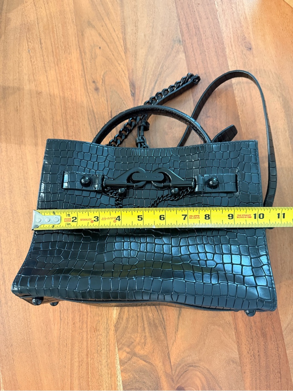 Rebecca Minkoff Black Croc Embossed Black Hardware Satchel - Picture 9 of 10